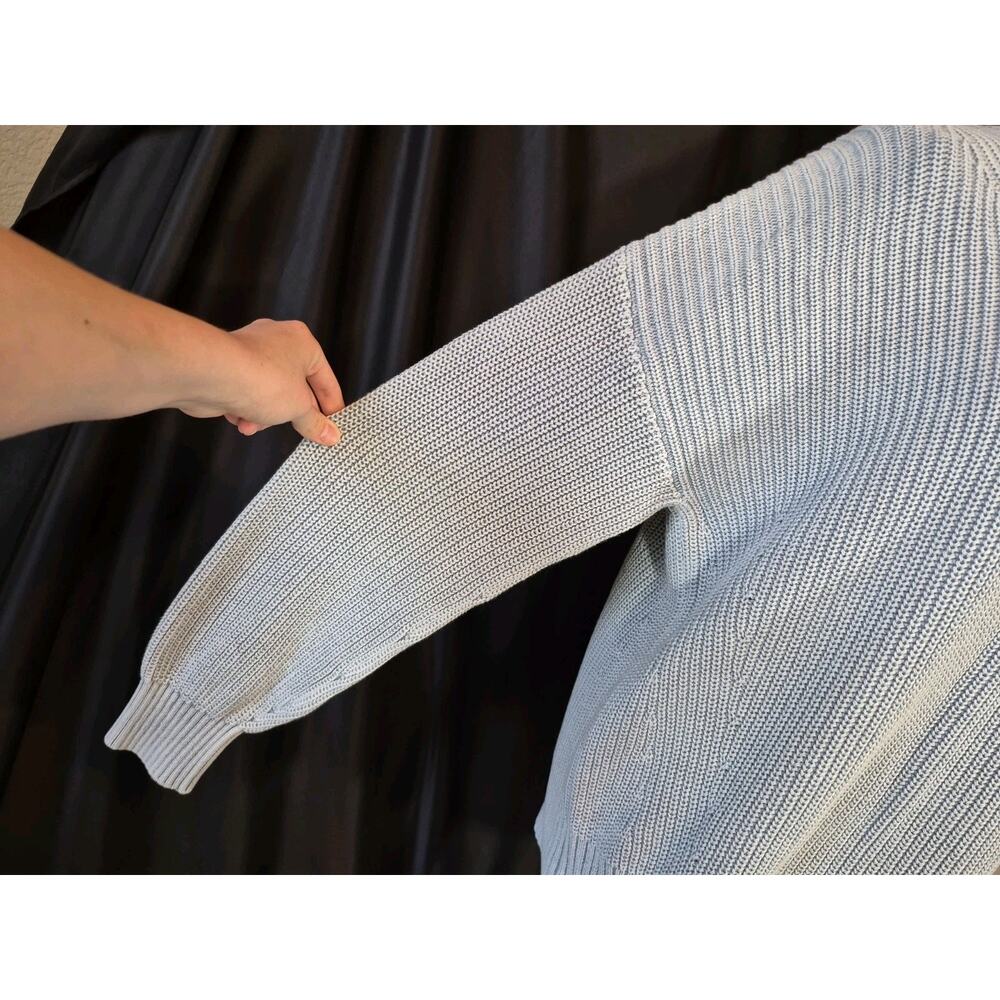 Faherty Sunwashed Fisherman Tradewinds Gray Organic Cotton Sweater Medium - Picture 5 of 9